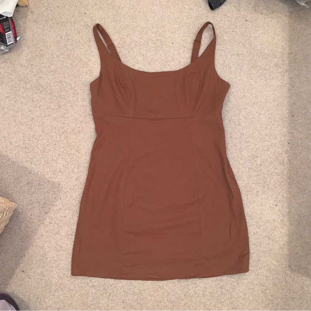 Urban Outfitters Sleeveless Mini Dress Tan/Chocolate Brown - Picture 1 of 8